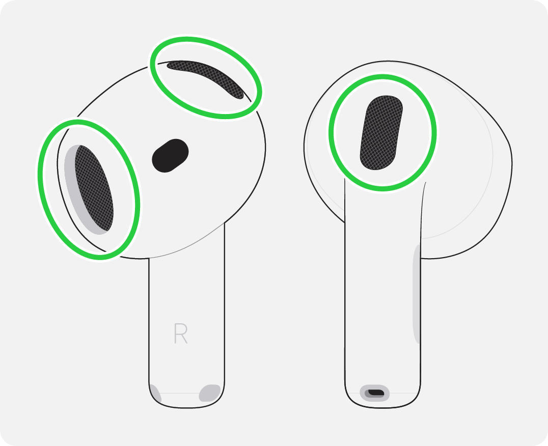 الفتحات الشبكية لسماعات AirPods 4.