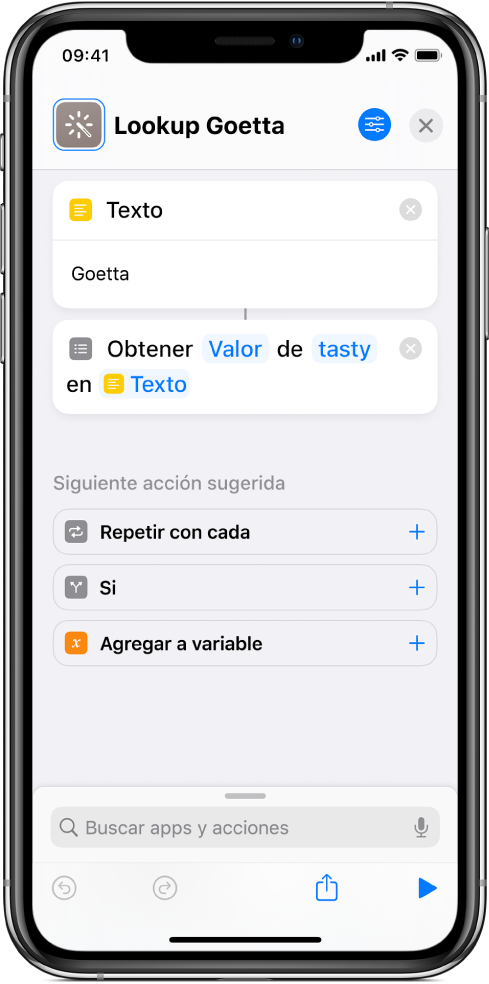 Alerta de error en el editor de atajos