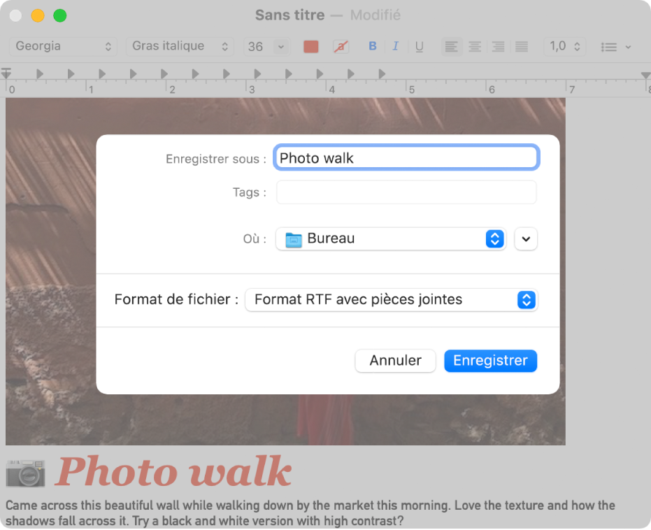 La zone de dialogue Enregistrer avec le menu « Format de fichier » en bas.