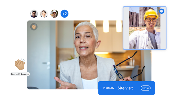 Hội nghị truyền hình qua Google Meet trên máy tính xách tay và giao diện người dùng của Gmail trên thiết bị di động 