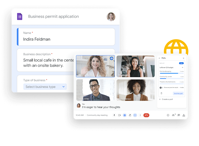 Hình ảnh minh hoạ cho Workspace – các thành viên nhóm chia sẻ và chỉnh sửa Google Trang tính một cách liền mạch thông qua Google Chat