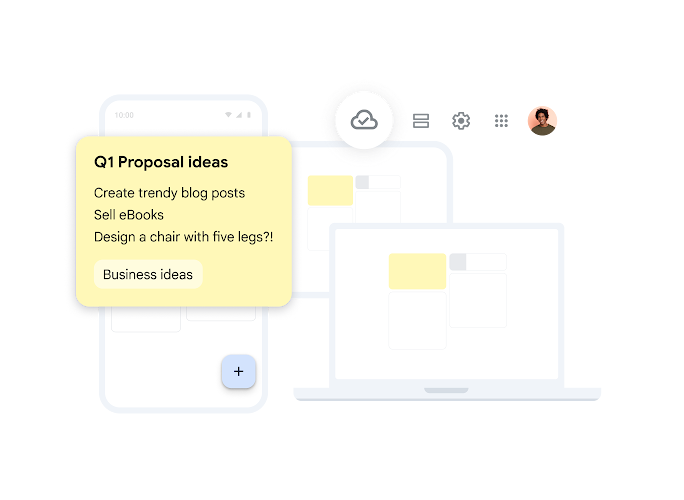 Giao diện người dùng minh hoạ ghi chú và danh sách trên nhiều thiết bị