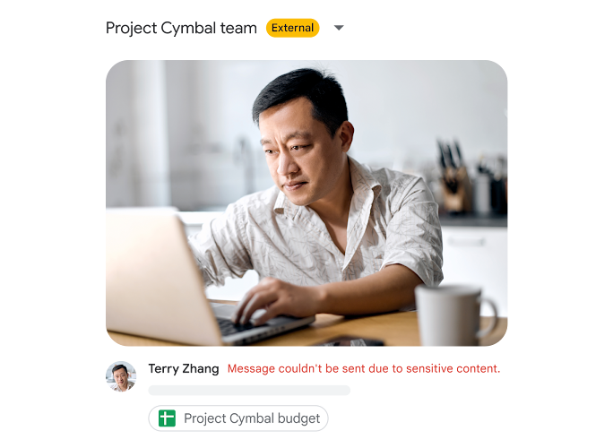 Cơ chế bảo mật của Workspace ngăn chặn người dùng gửi một tệp Trang tính nhạy cảm