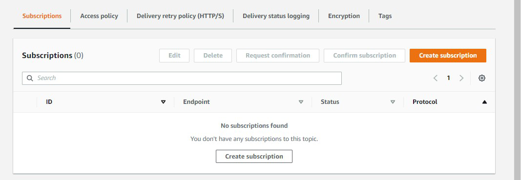 Click on create subcription