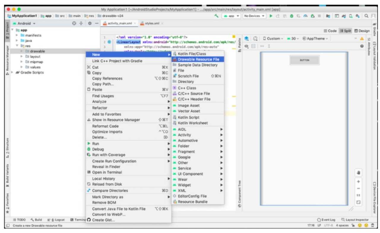 Creating a new drawable resource file