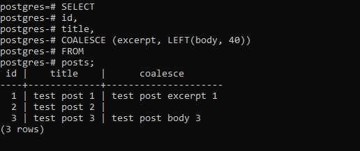 PostgreSQL NULLIF() Function Example