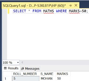 sql comparison operators example output
