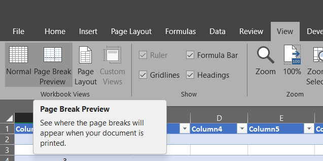Selecting-page-break-preview
