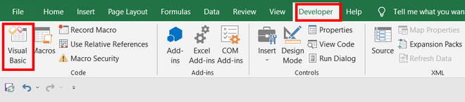 Clicking-developer-tab