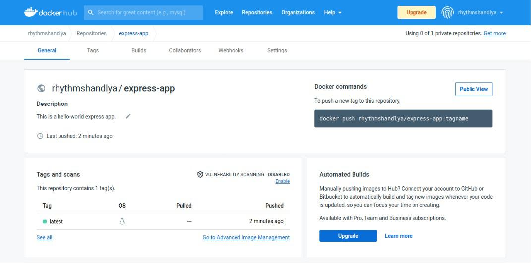 Pushed image in DockerHub