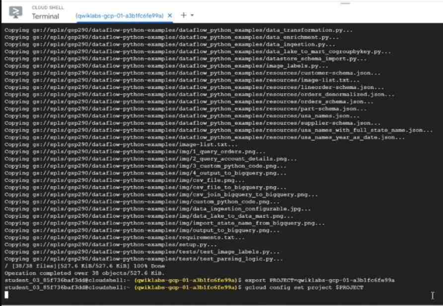 Set a variable in Cloud Shell