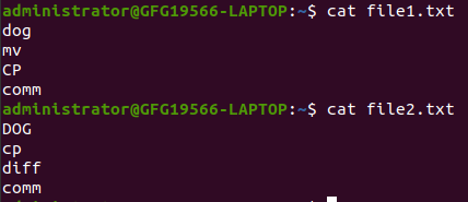 displaying content of files using cat command
