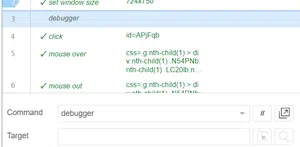 Add "debugger" in the command section
