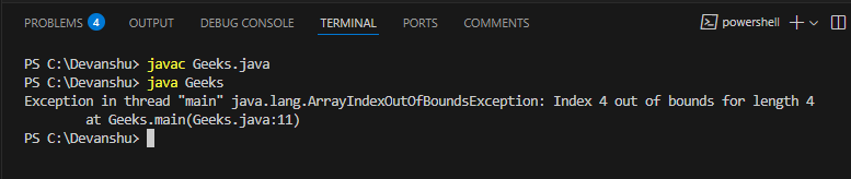 ExceptionOutput