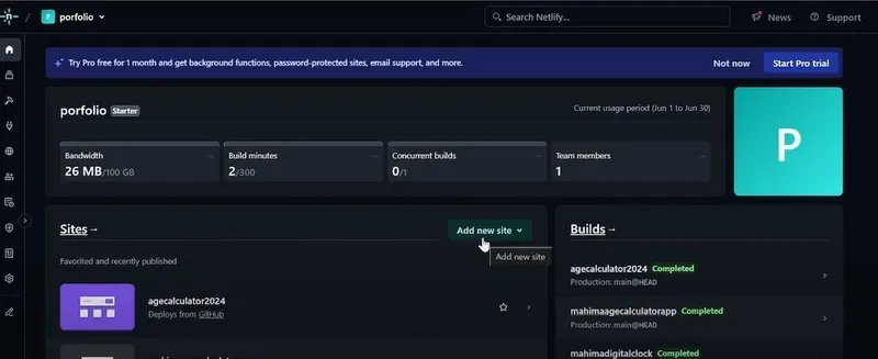 Netlify Dashboard