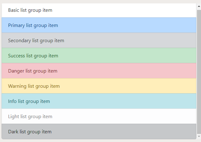 list group contextual classes