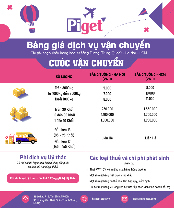 Bảng giá nhập khẩu hàng Trung Quốc chính ngạch Bảng giá nhập khẩu hàng Trung Quốc chính ngạch