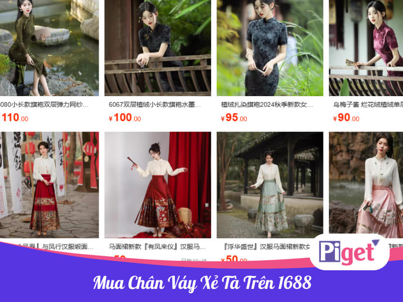 Mua chân váy xẻ tà trên 1688