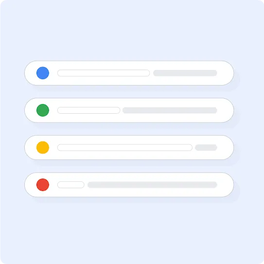 En illustration som använder punkter och förloppsindikatorer för att indikera prioriterade flaggares olika granskningsprocesser.