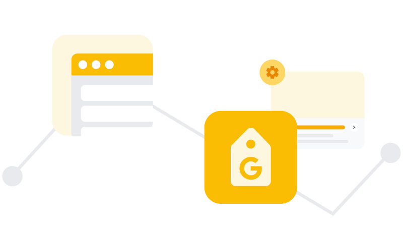 Bir site etiketi, Google Etiket Yöneticisi ve izlenen bir dönüşüm gösteriliyor.